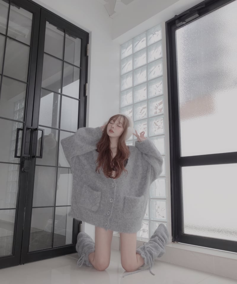 Gray］フラッフィーアルパカニットカーディガン / Fluffy Alpaca Knit