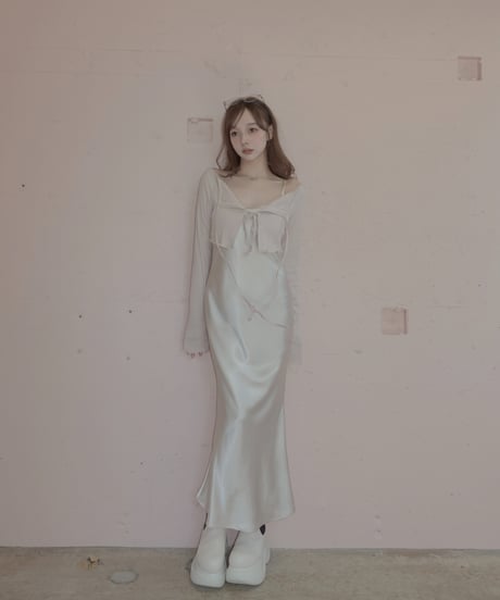 【Basic Collection】バイアスサテンロングドレス / Bias Satin Long Dress