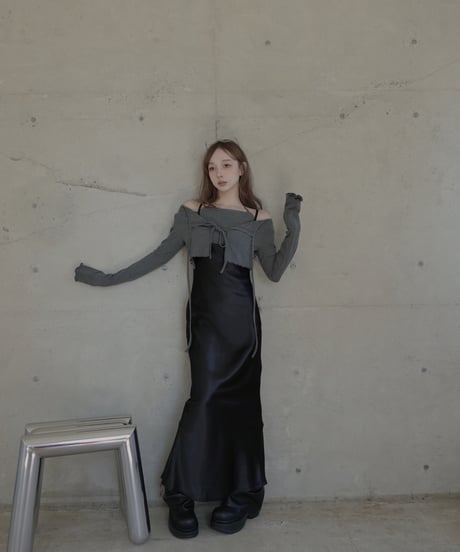 【Basic Collection】バイアスサテンロングドレス / Bias Satin Long Dress