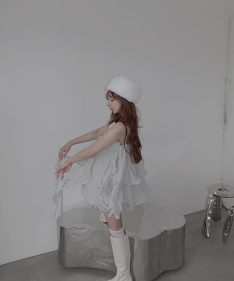 ［Cloudy Blue］リップルフリルチュニックドレス / Ripple Frill Tunic Dress