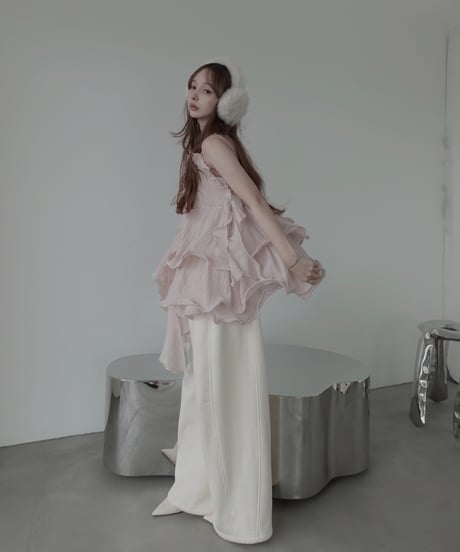［Pink］リップルフリルチュニックドレス / Ripple Frill Tunic Dress
