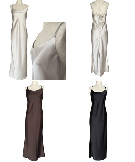 【Basic Collection】バイアスサテンロングドレス / Bias Satin Long Dress