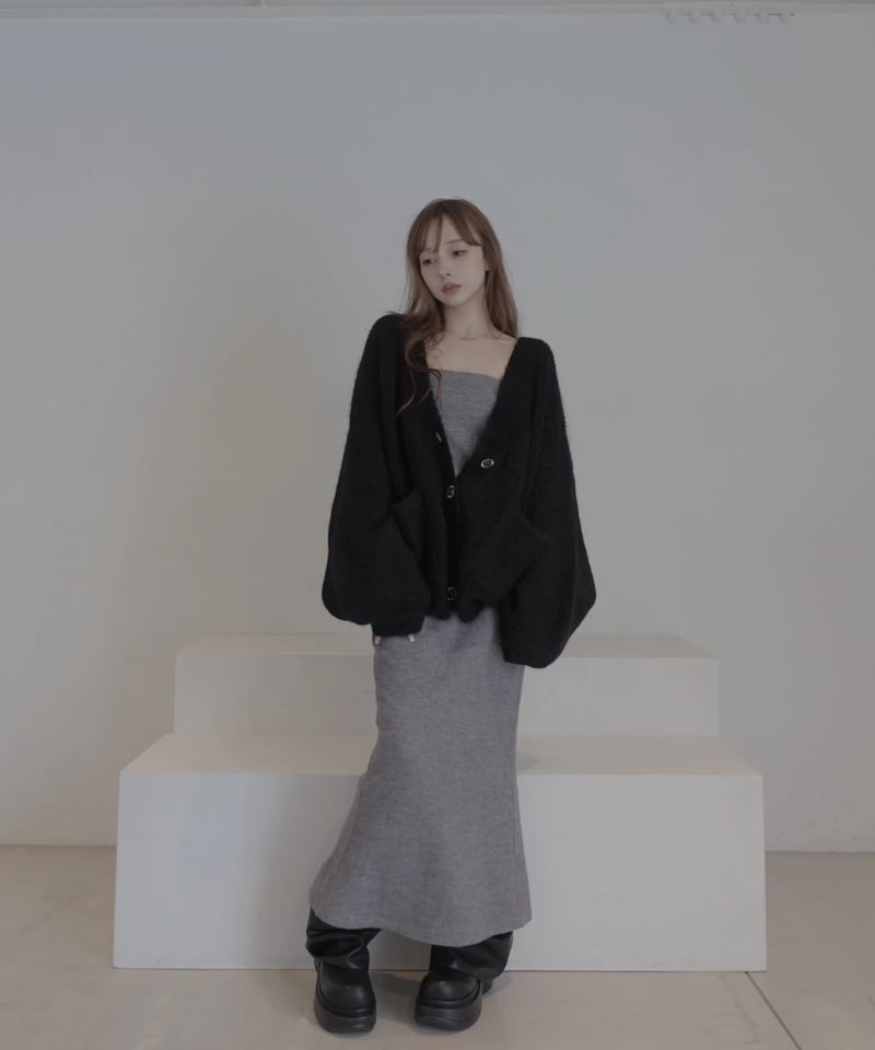 Black］フラッフィーアルパカニットカーディガン / Fluffy Alpaca Knit