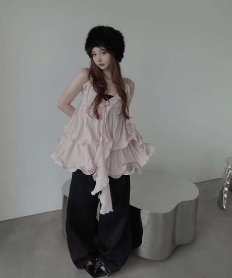 ［Pink］リップルフリルチュニックドレス / Ripple Frill Tunic Dress