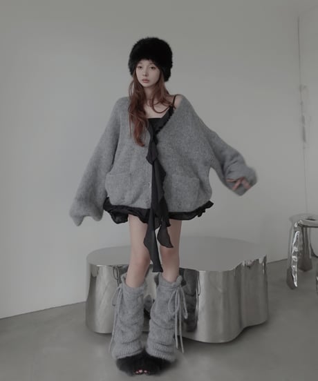 ［Black］リップルフリルチュニックドレス / Ripple Frill Tunic Dress