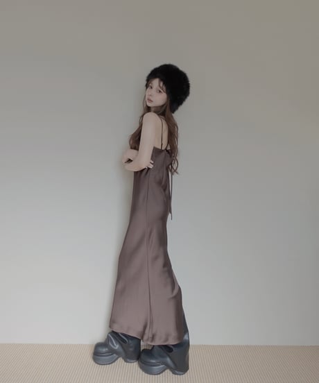 【Basic Collection】バイアスサテンロングドレス / Bias Satin Long Dress