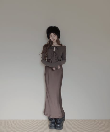 【Basic Collection】バイアスサテンロングドレス / Bias Satin Long Dress