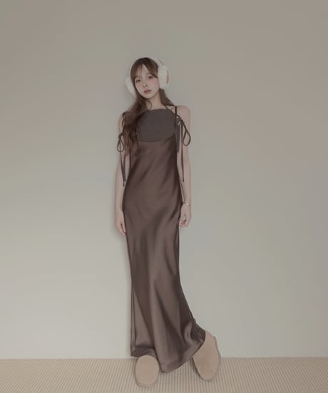 【Basic Collection】バイアスサテンロングドレス / Bias Satin Long Dress
