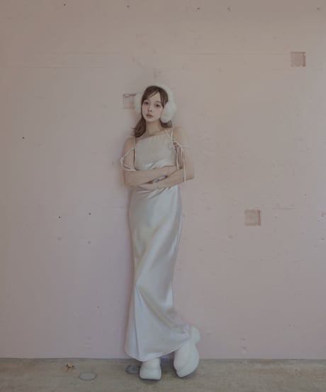 【Basic Collection】バイアスサテンロングドレス / Bias Satin Long Dress