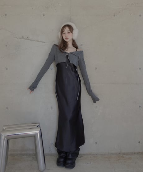 【Basic Collection】バイアスサテンロングドレス / Bias Satin Long Dress