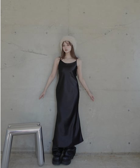 【Basic Collection】バイアスサテンロングドレス / Bias Satin Long Dress