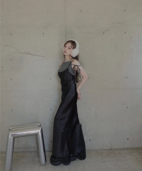 【Basic Collection】バイアスサテンロングドレス / Bias Satin Long Dress