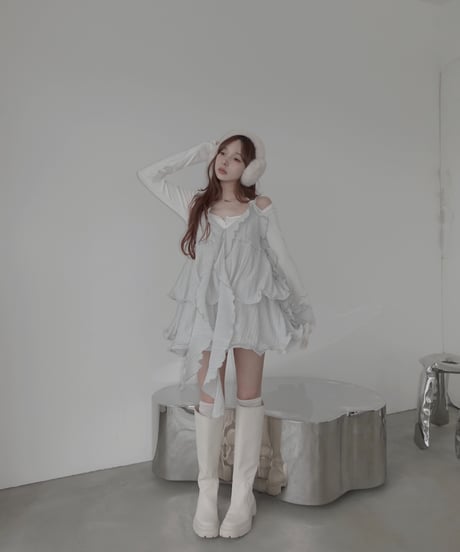 ［Cloudy Blue］リップルフリルチュニックドレス / Ripple Frill Tunic Dress