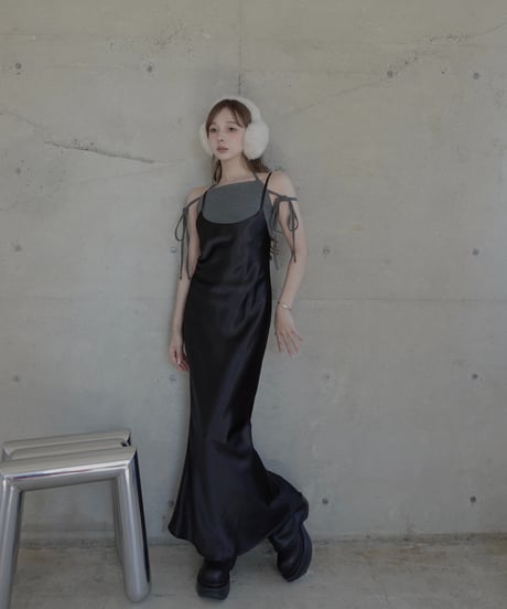 【Basic Collection】バイアスサテンロングドレス / Bias Satin Long Dress