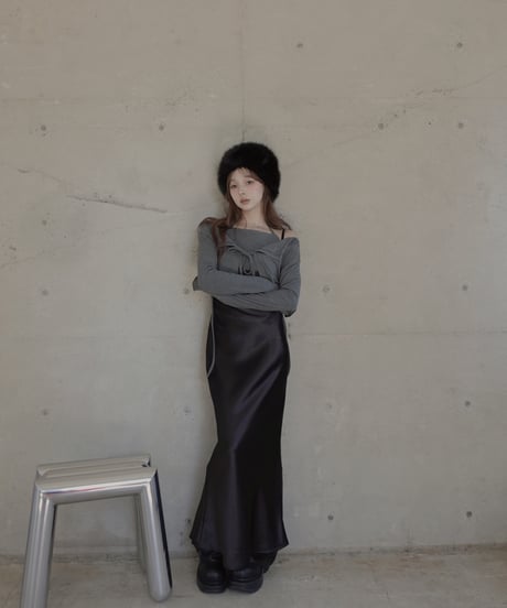 【Basic Collection】バイアスサテンロングドレス / Bias Satin Long Dress