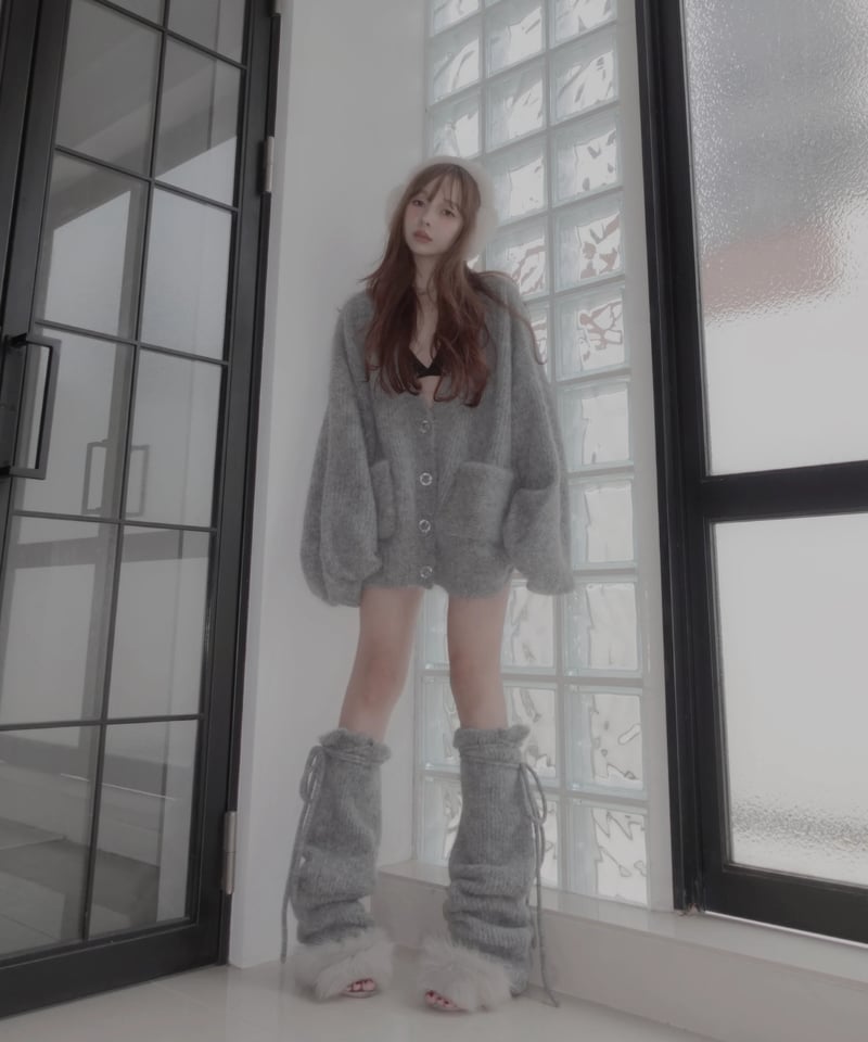 Gray］フラッフィーアルパカニットカーディガン / Fluffy Alpaca Knit