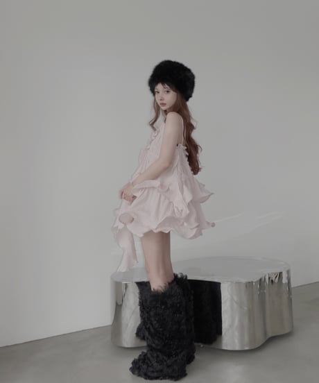 ［Pink］リップルフリルチュニックドレス / Ripple Frill Tunic Dress