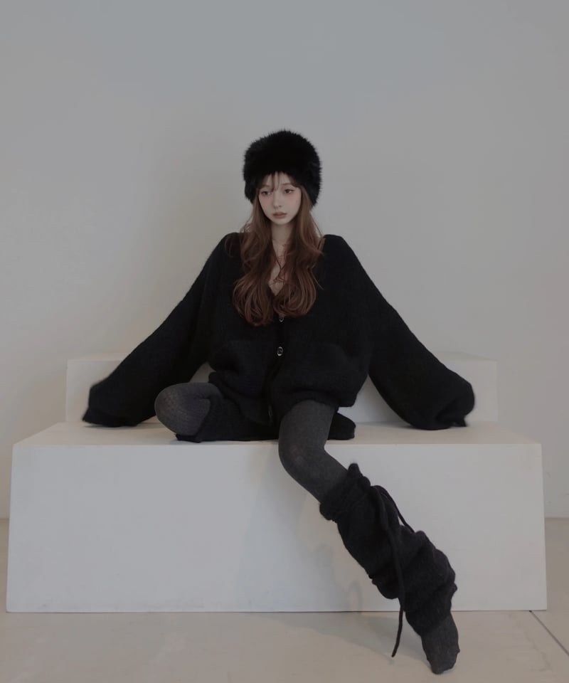 Black］フラッフィーアルパカニットカーディガン / Fluffy Alpaca Knit