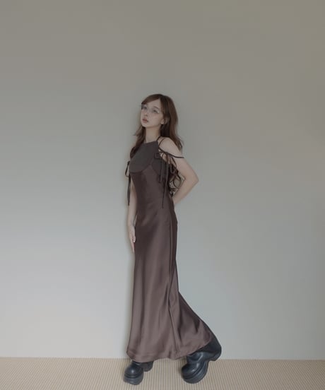 【Basic Collection】バイアスサテンロングドレス / Bias Satin Long Dress