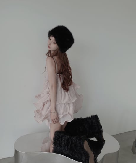 ［Pink］リップルフリルチュニックドレス / Ripple Frill Tunic Dress
