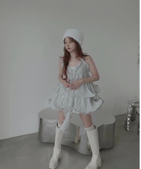 ［Cloudy Blue］リップルフリルチュニックドレス / Ripple Frill Tunic Dress