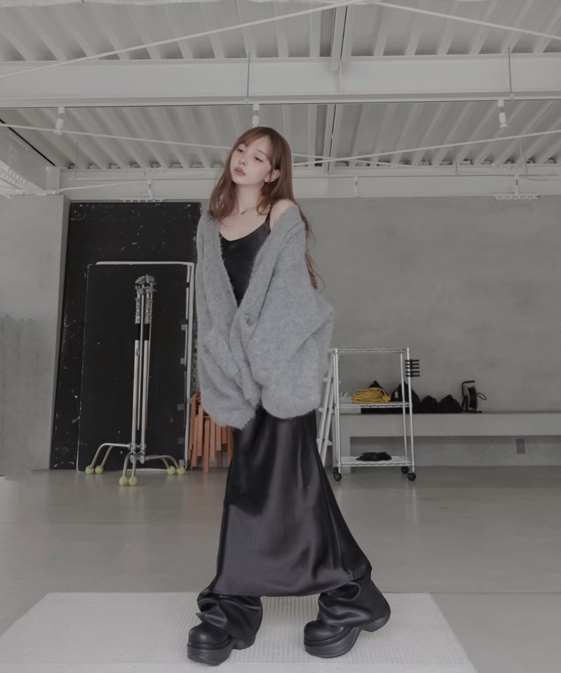 Gray］フラッフィーアルパカニットカーディガン / Fluffy Alpaca Knit