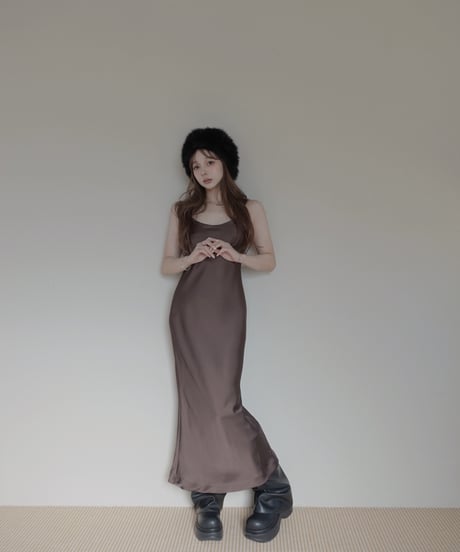 【Basic Collection】バイアスサテンロングドレス / Bias Satin Long Dress
