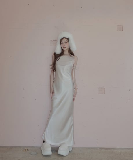 【Basic Collection】バイアスサテンロングドレス / Bias Satin Long Dress