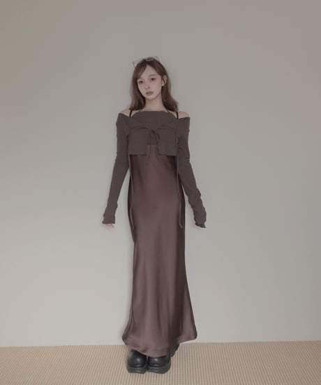 【Basic Collection】バイアスサテンロングドレス / Bias Satin Long Dress
