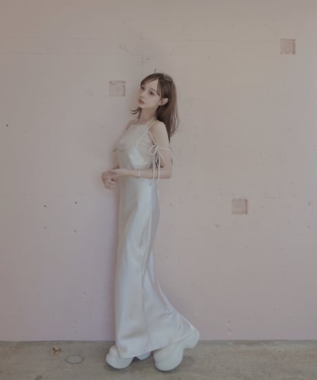 【Basic Collection】バイアスサテンロングドレス / Bias Satin Long Dress