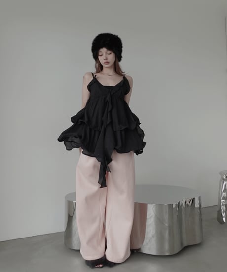 ［Black］リップルフリルチュニックドレス / Ripple Frill Tunic Dress