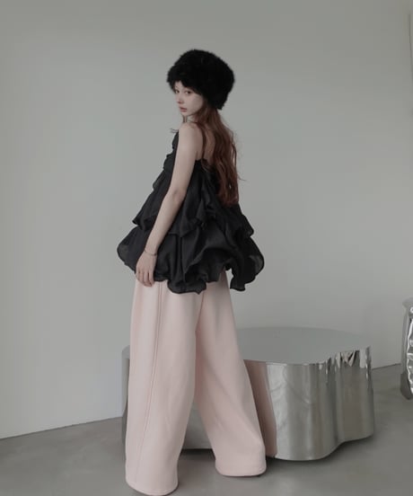 ［Black］リップルフリルチュニックドレス / Ripple Frill Tunic Dress