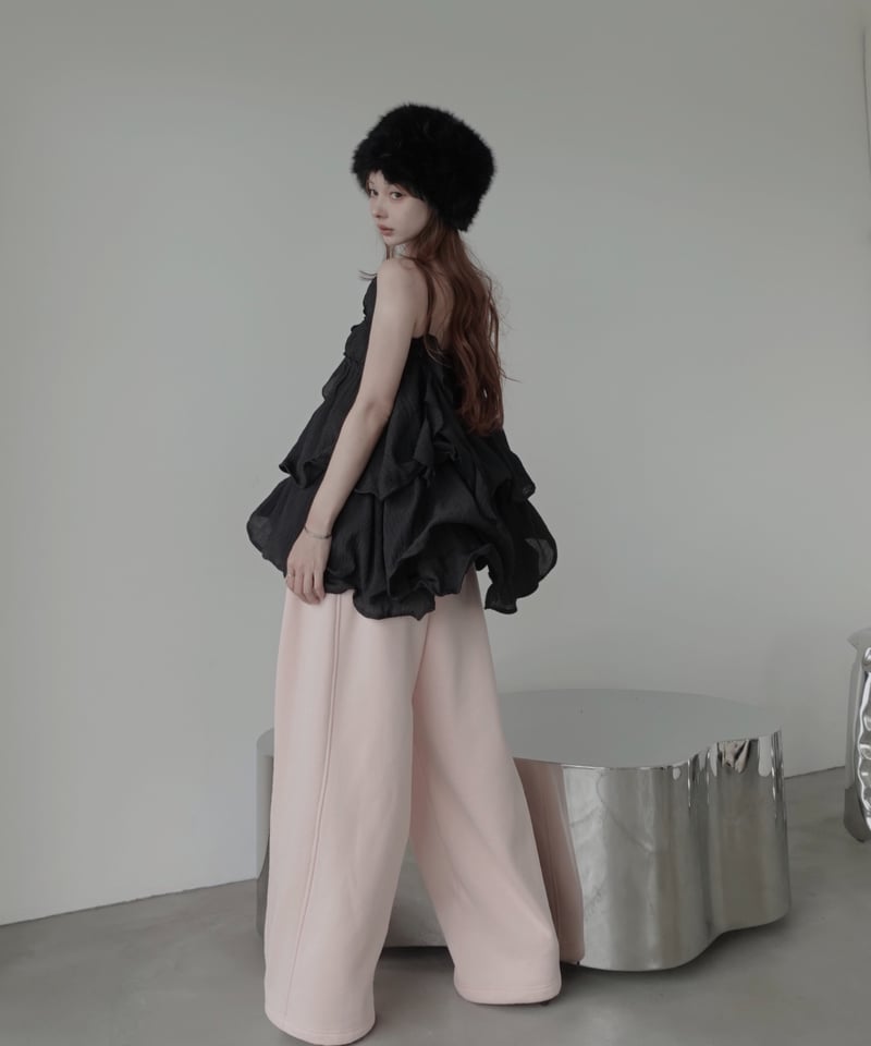 Black］リップルフリルチュニックドレス / Ripple Frill Tunic Dress