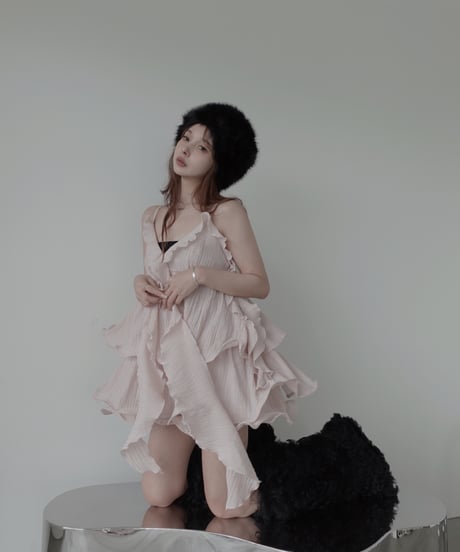 ［Pink］リップルフリルチュニックドレス / Ripple Frill Tunic Dress