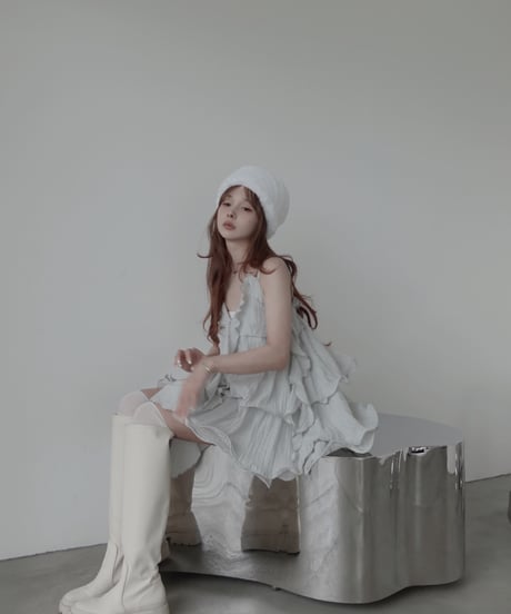 ［Cloudy Blue］リップルフリルチュニックドレス / Ripple Frill Tunic Dress