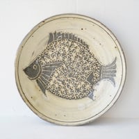 梅本尋司　U6　粉青掻落魚文8寸皿