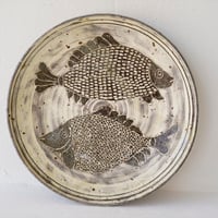 梅本尋司　U66-4　粉青掻落魚文8寸皿