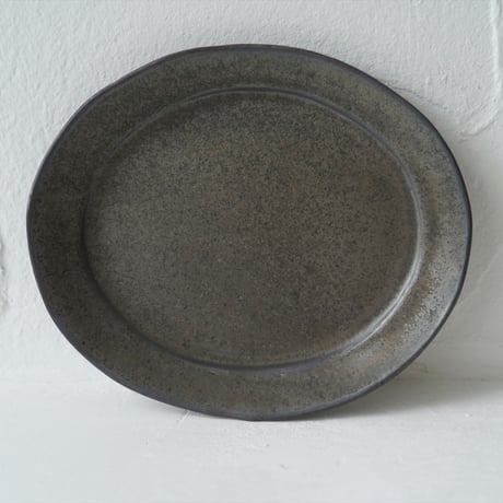 馬場勝文　34-A　黒釉　リムオーバル皿　size：2　※個体差あり