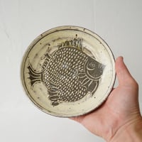 梅本尋司　U61-2　粉青掻落魚文6寸皿