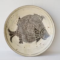 梅本尋司　U66-5　粉青掻落魚文8寸皿
