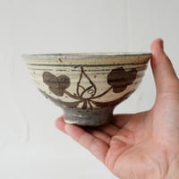 梅本尋司　U52-3　粉青鉄絵草花文茶碗　大