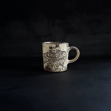 梅本尋司　U14　粉青掻落虎文マグカップ