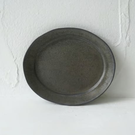 馬場勝文　34-A　黒釉　リムオーバル皿　size：2　※個体差あり