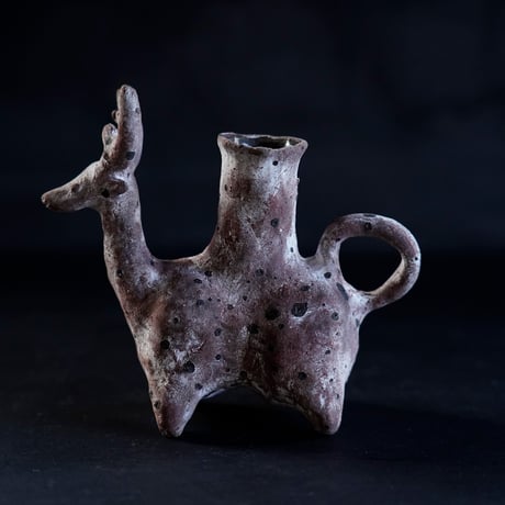 梅本尋司　U83　鹿形一輪挿し　茶紫
