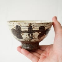 梅本尋司　U51-3　粉青鉄絵草花文茶碗