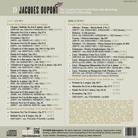 Jacques Dupont:Complete Fr.Pathé Piano Solo Recording w/ Selected LP(This is Digital Item)