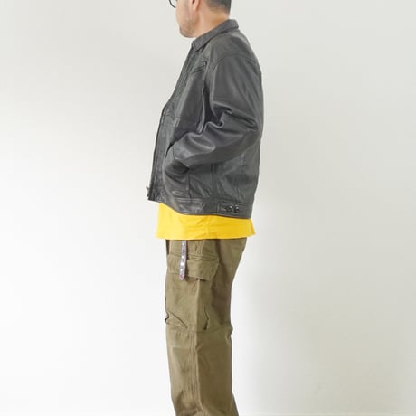＊ユニセックス＊YOUSED-ユーズド-LEATHER SPORTS JACKET リメイクレザージャケット / ブラック