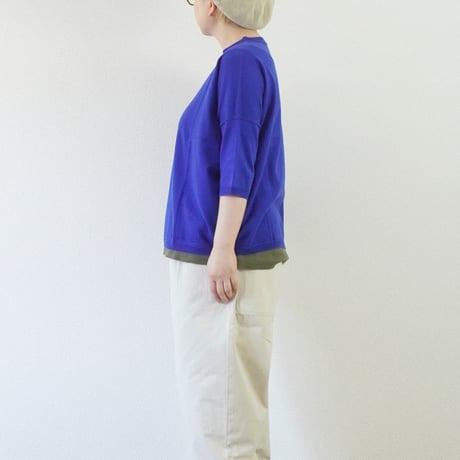 4色＊レディース＊Linen ya by as it is.-リネンヤ- コットンボートネック5分袖ニット