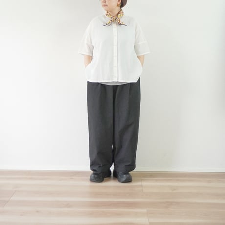 ＊レディース＊Linenya-リネンヤ-CORDURA®︎ 天日干しワッシャー タックワイドパンツ/ブラック