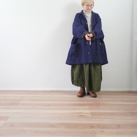 ＊ユニセックス＊ SLOWHANDS × Rabbit Hutch -スローハンズ- Rabbit Hutch別注 STORE COAT / COVERALL ウールメルトン／ネイビー